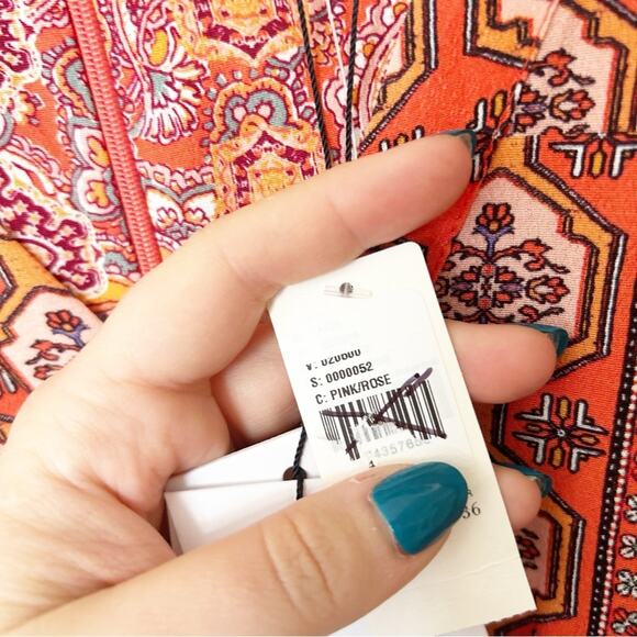 NWT Kachel x Anthropologie Pink Rose Patchwork Jumpsuit Long Sleeves Size S - Picture 5 of 9